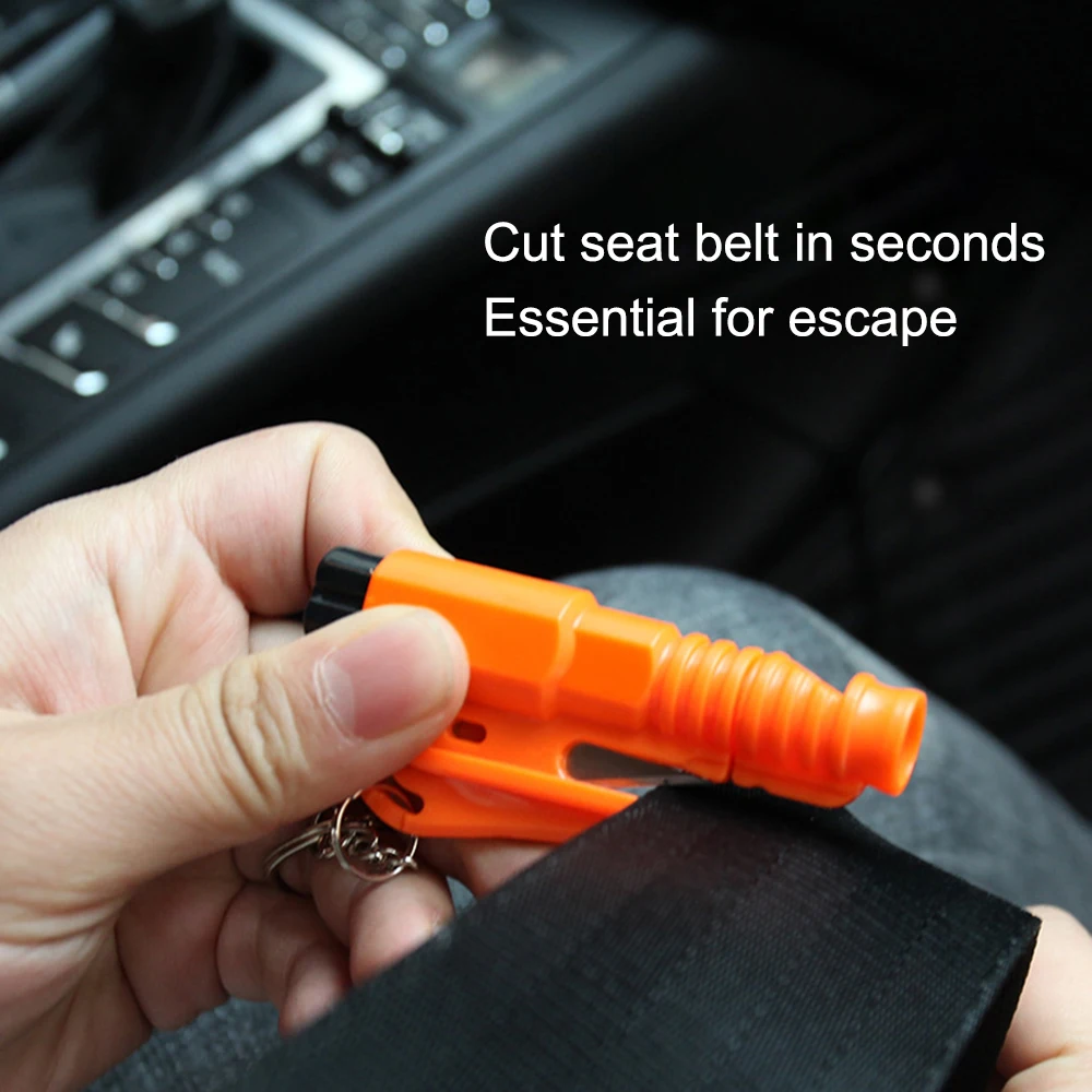 1Pc 3-in-1 Car Keychain Safety Hammer Glass Window Broken Breaker Seat Belt Cutter Compact Emergency Hammer Escape Rescue Tool view 4