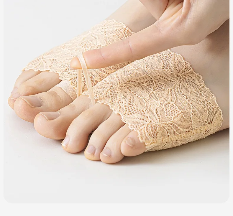 Sommer dünne Spitze unsichtbare Socken Split Toe Vorfuß Socken für Frauen High Heel Hausschuhe Schuhe atmungsaktive Spitzensocken für Halloween – Detail 22