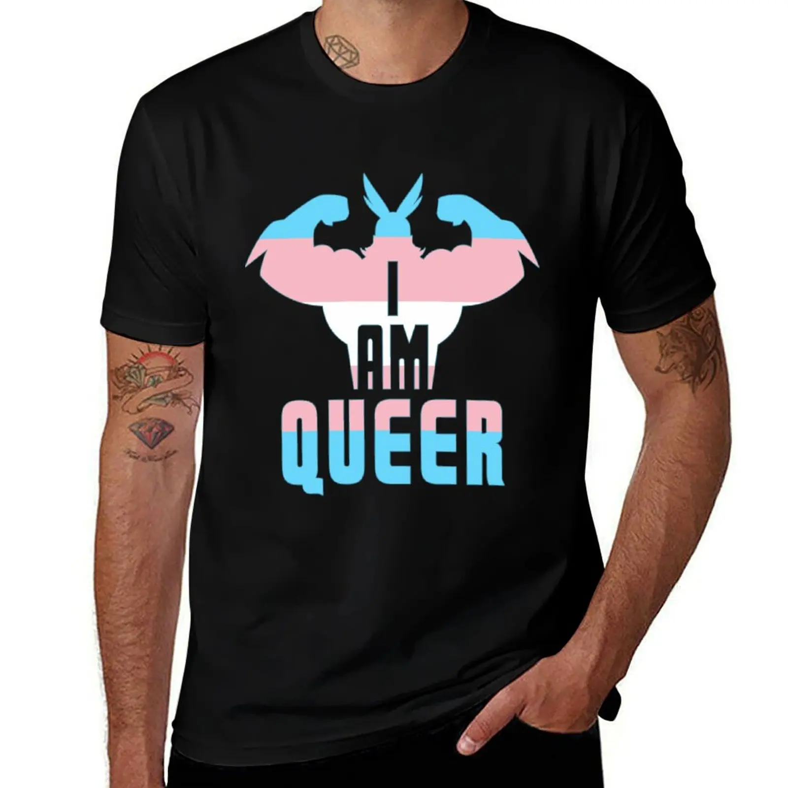 

I Am Queer! - All Might Transgender Flag T-Shirt Festival Party Tee Top
