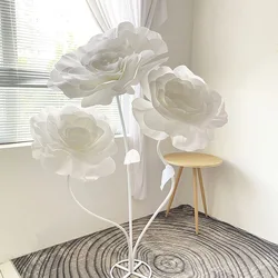 Giant Artificial Flower Rose with Flower Stem Base Foam Flowers Wedding Background Wall Stage Hotel Mall Decoration