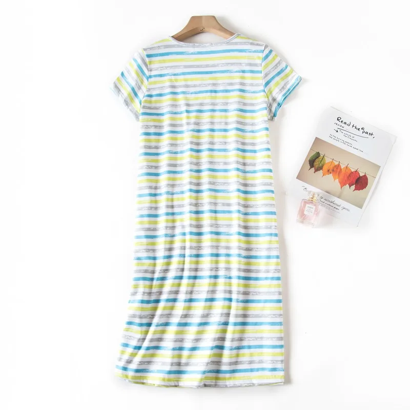 Camisón de algodón de manga corta para mujer, vestido de dormir informal de dibujos animados, alta calidad, holgado, talla grande, Verano