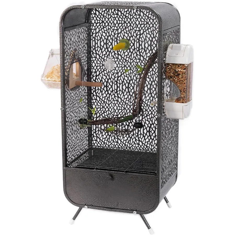 

Большая 30-дюймовая клетка для попугая с игровым верхом и коробкой для разведения Клетка для птиц из кованого железа с подвижным основанием для маленьких домашних птиц в помещении Bl