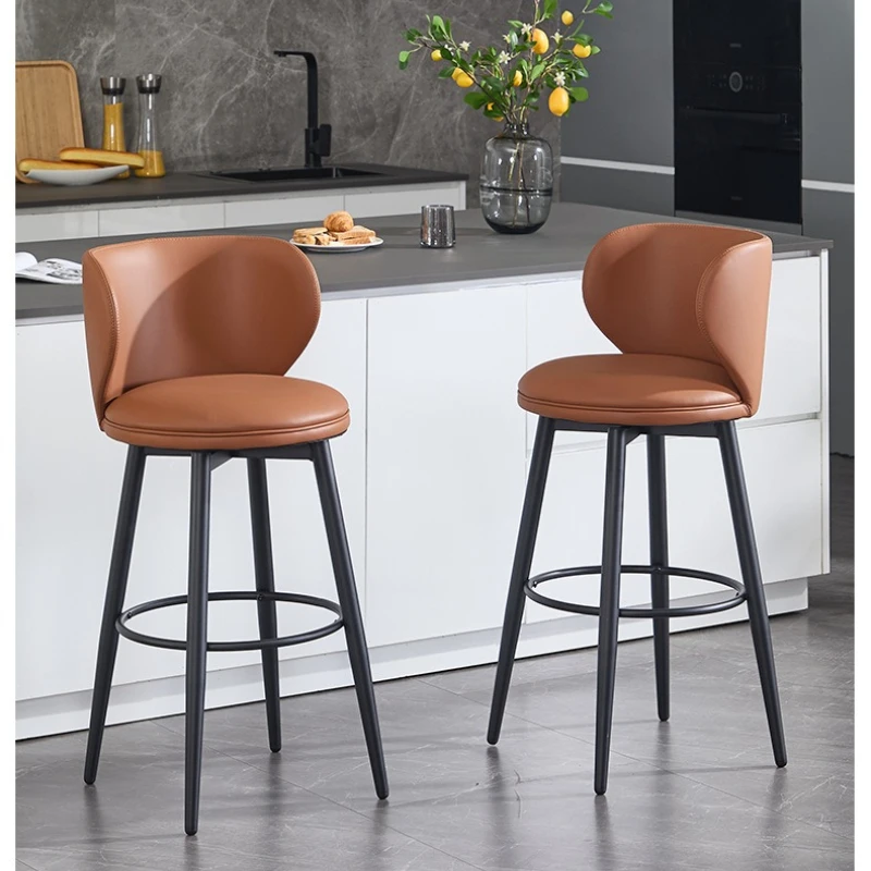 Simple Footstool for Home Use, Modern Island Platform, High Chair, Light Luxury Rotating Backrest Chair, Bar Counter Chairs