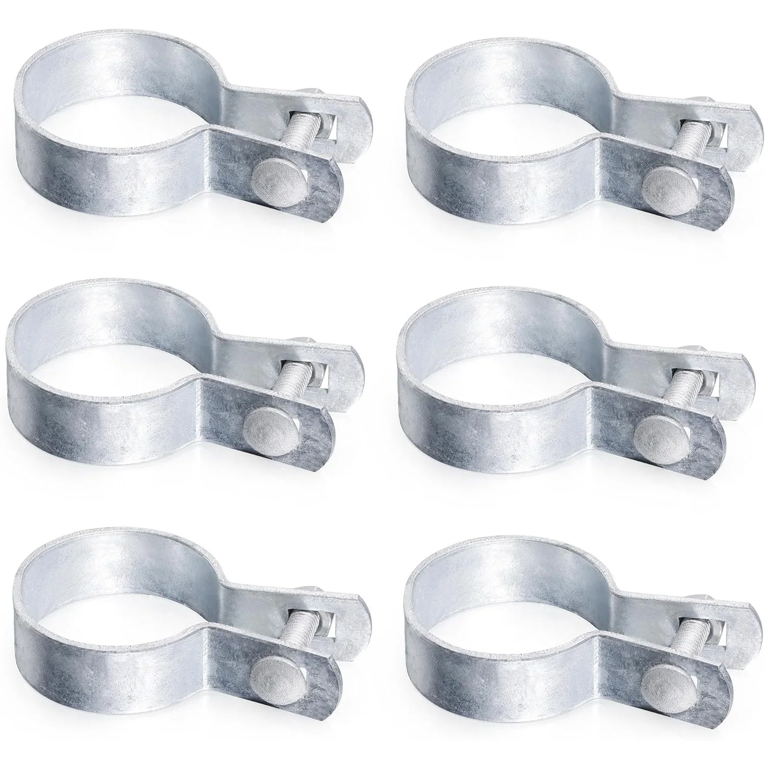 

6PCS Galvanized Steel Chain Link Tension Bands with Required Bolts and Nuts, Chain Link Fence Hardware for Fence, Gate, Posts