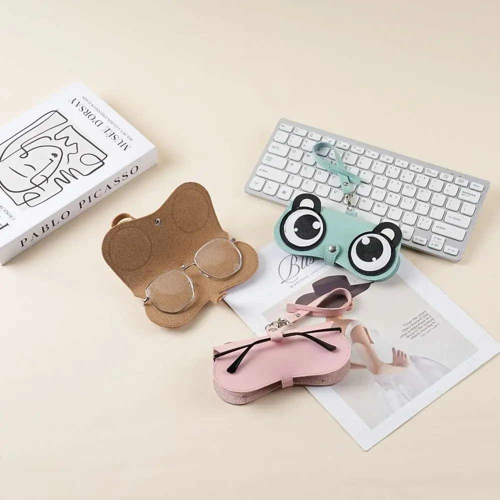 Niedliches Sonnenbrillenetui aus PU-Leder mit Cartoon-Motiv, 5-Farben-Anhänger, Tasche, Box, weiche Brillentasche für Damen und Herren