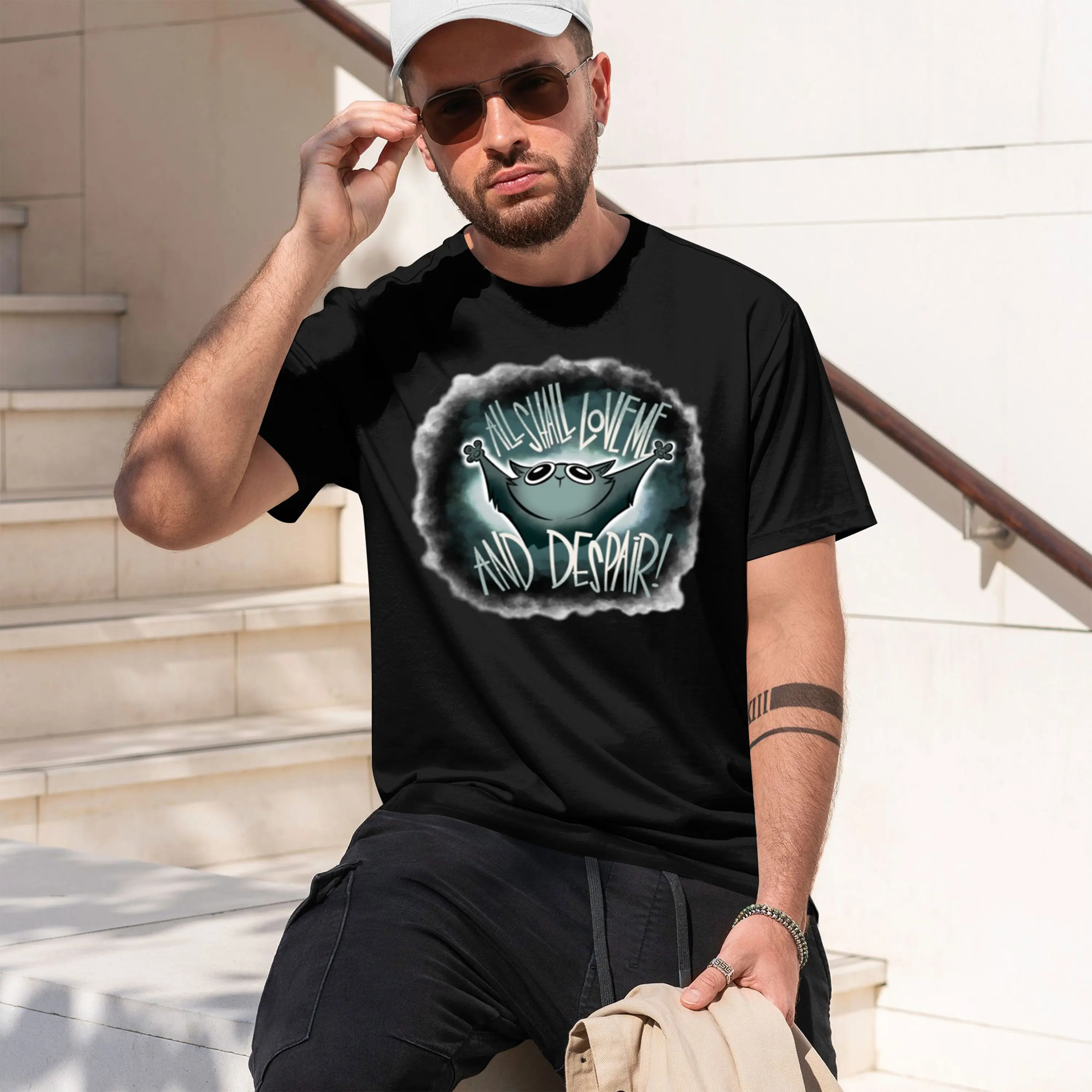 T-shirt à manches courtes et col rond pour hommes, nouveau modèle 2026, avec autocollant All Shall Love Me and DESPAIR, classique, décontracté, plusieurs couleurs et tailles