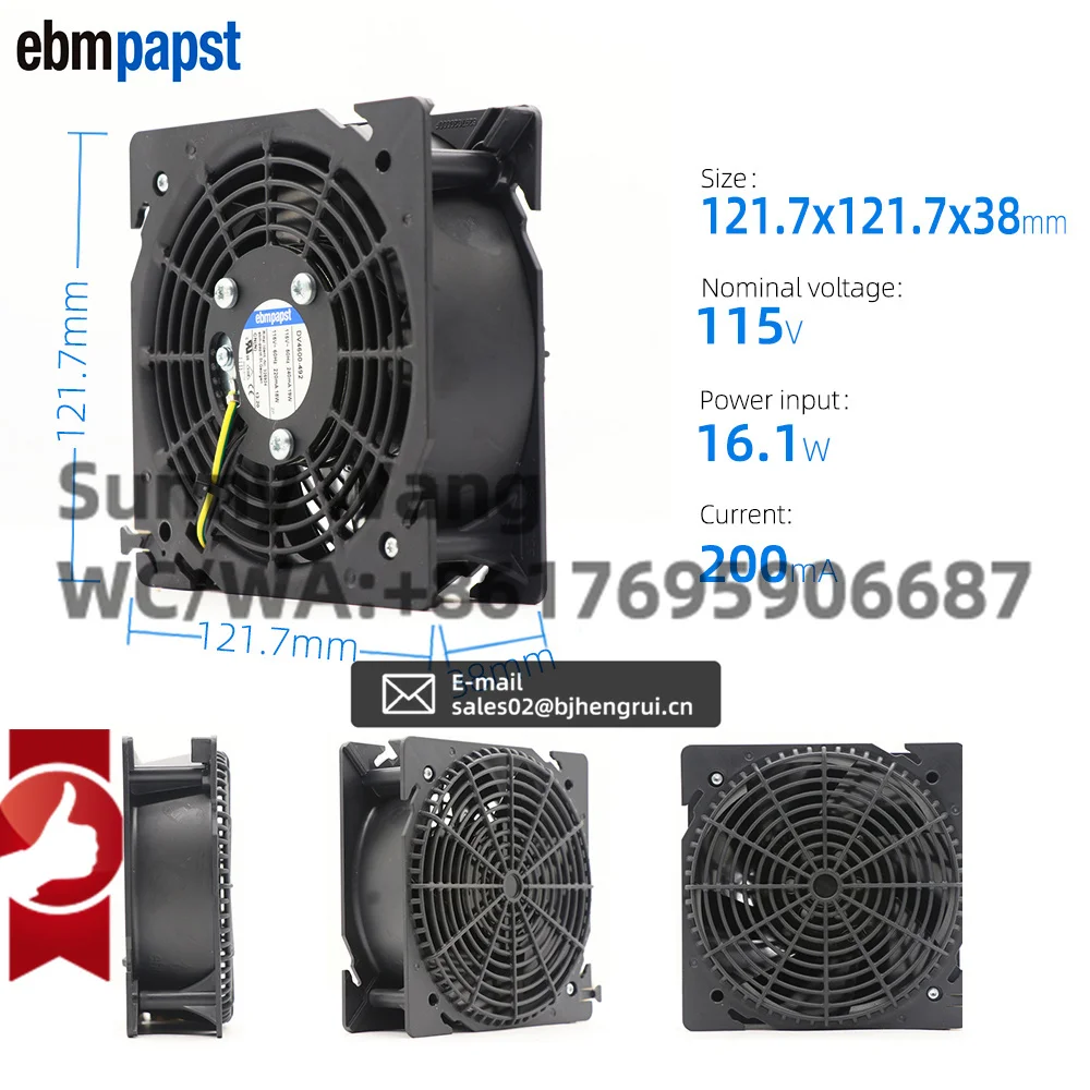 ebmpapst DV4600-492 120x120x38mm 12038 12cm 115VAC 19W 0.24A 120mm Ball Bearing Cabinet Axial Cooling Fan