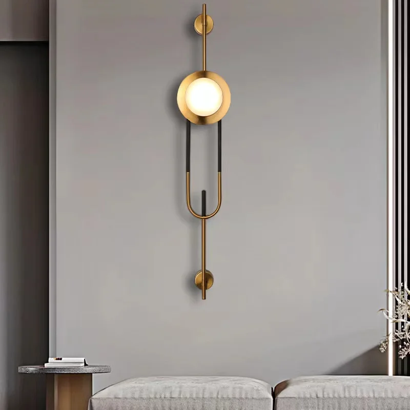 

Luxury Classicial Wall Light Indoor Living Room Aisle Background Decor Atmosphere Light Bedroom Hotel Marble Copper Wall Lights