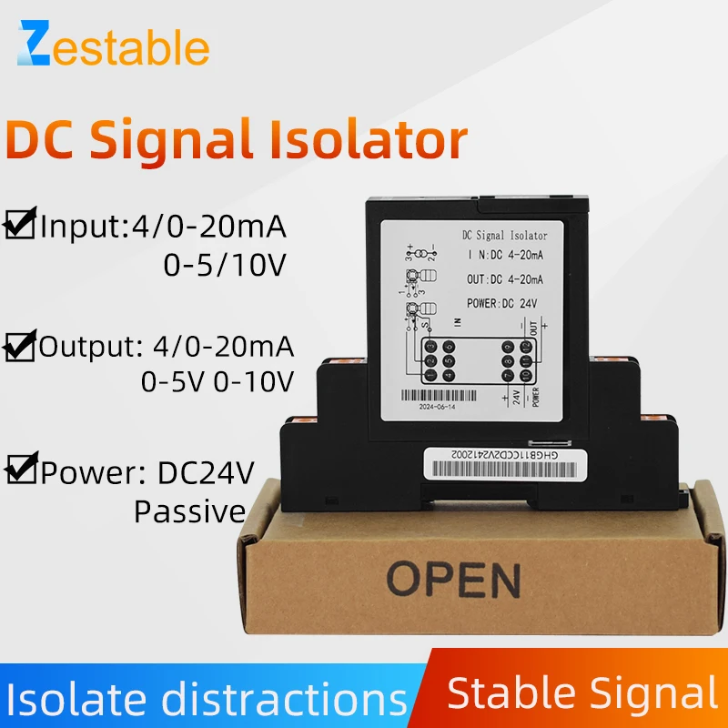 

DC signal isolator transmitter with 4-20mA 0-20mA 0-5V 0-10V 0-75mV Analog Signal Pluggable ZA-HG signal isolator