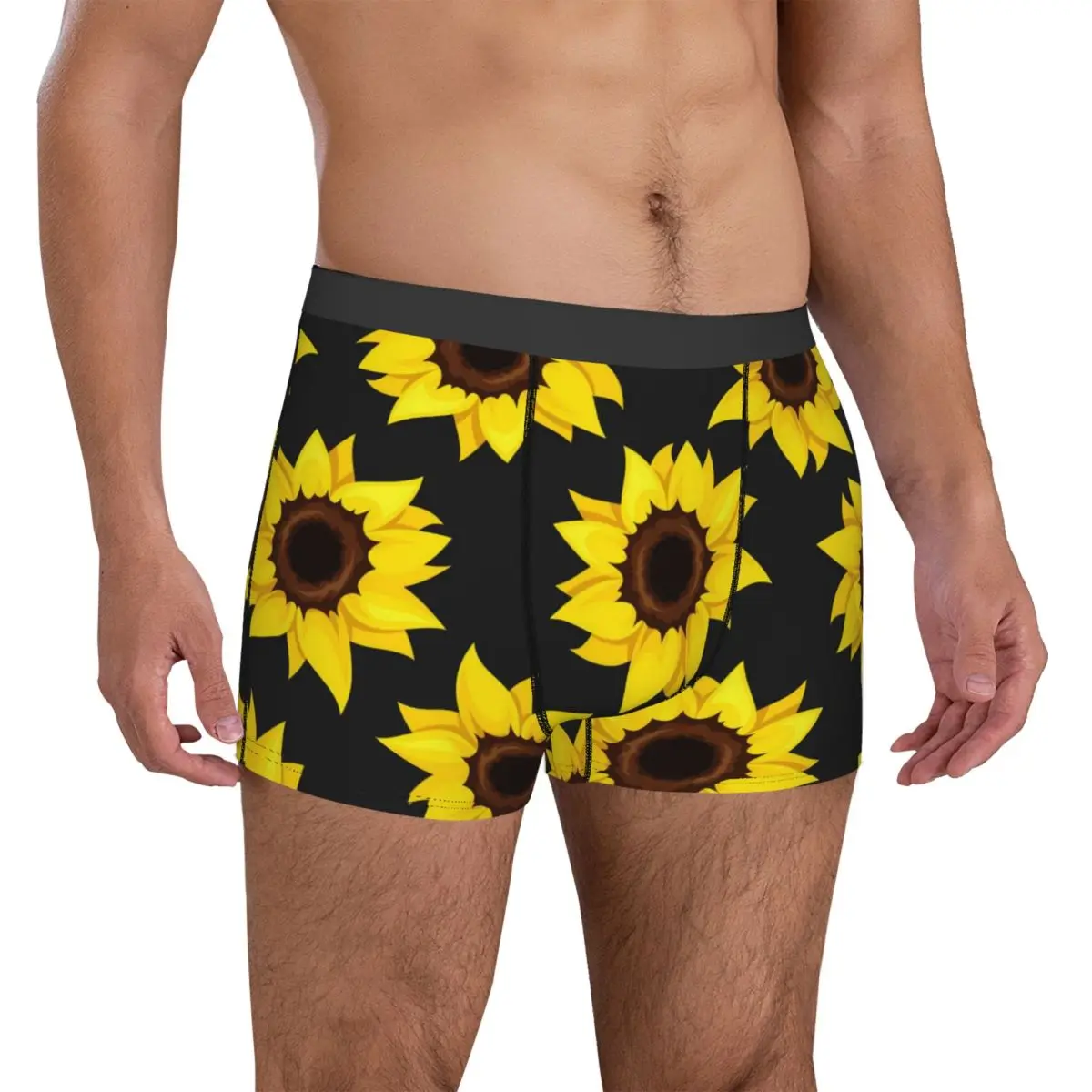 Sunflower Print Underwear Vintage Flower Printed Boxershorts High Quality Men Panties Comfortable Shorts Briefs Birthday Gift