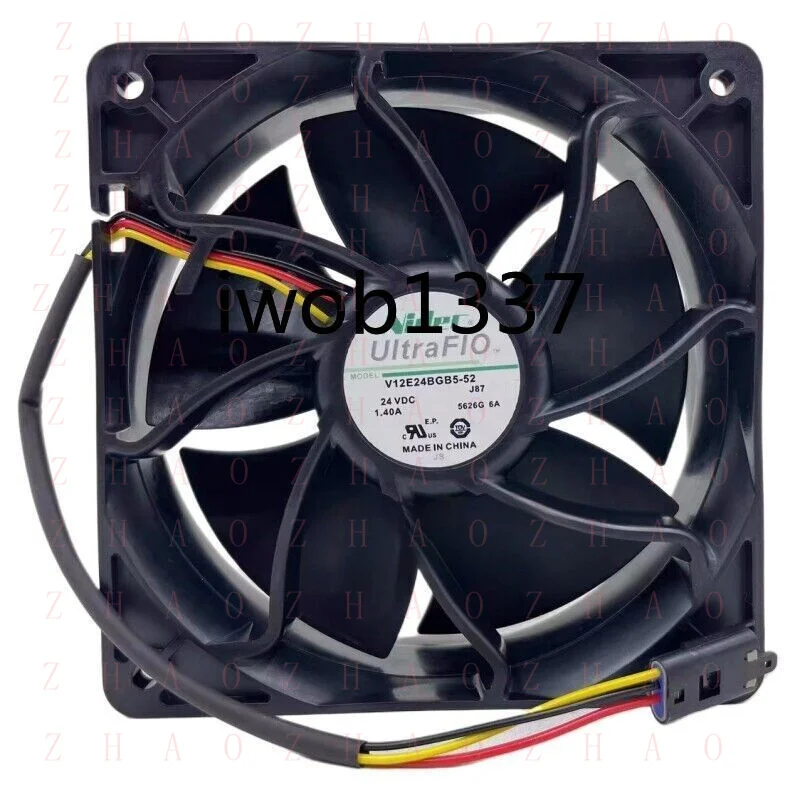 L+ For Nidec V12E24BGB5-52 DC 24V 1.40A 120x120x38mm 3-wire Server Square Fan