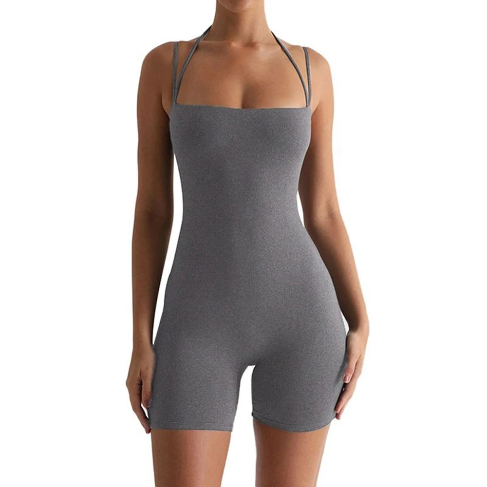

Женские сексуальные облегающие облегающие комбинезоны для йоги, базовые тонкие эластичные цельные комбинезоны на тонких бретельках, комбинезон для фитнеса, женская спортивная одежда