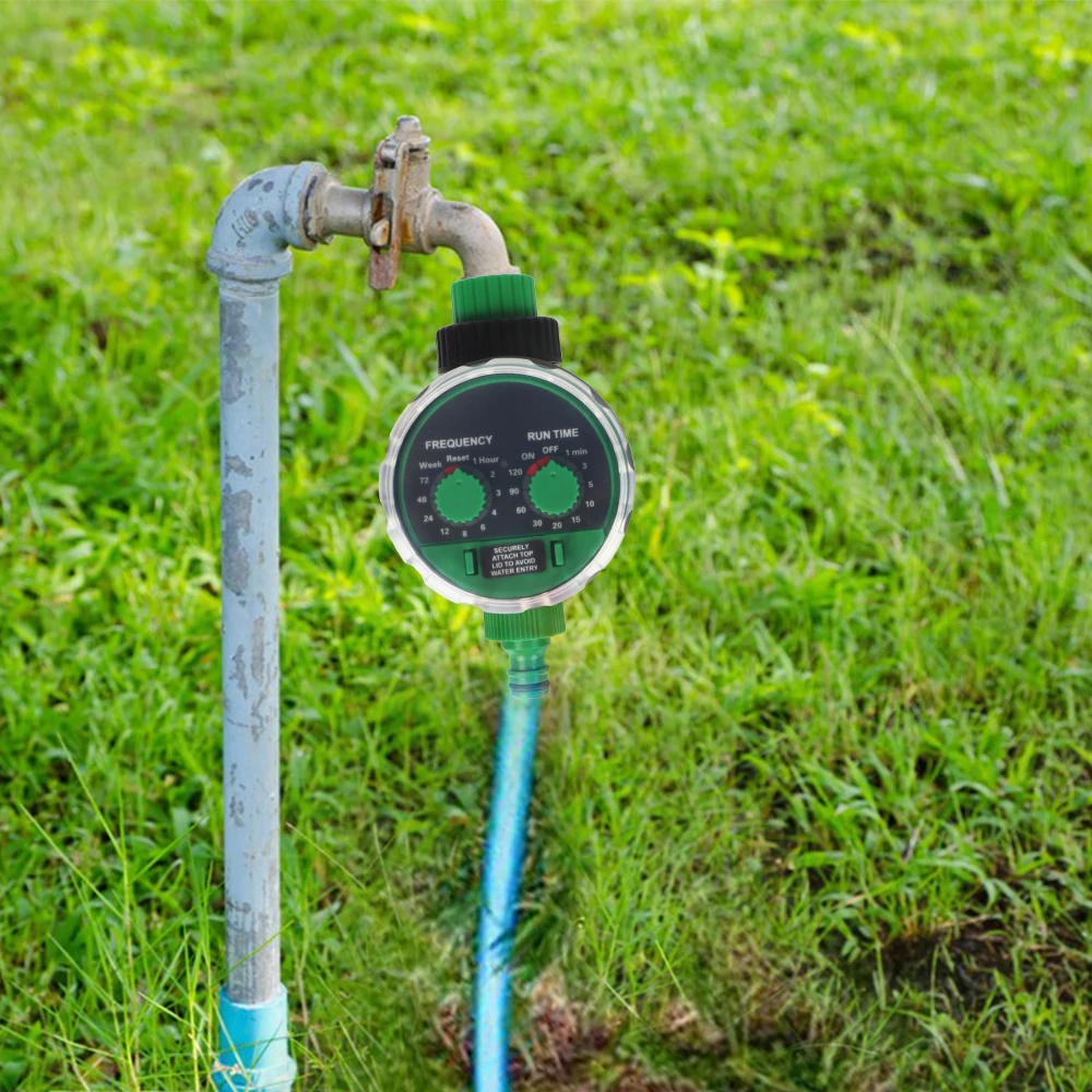Válvula de bola Sistema de riego por goteo de dos esferas Temporizador electrónico de agua Controlador de riego automático de jardín Funciona con pilas verdes