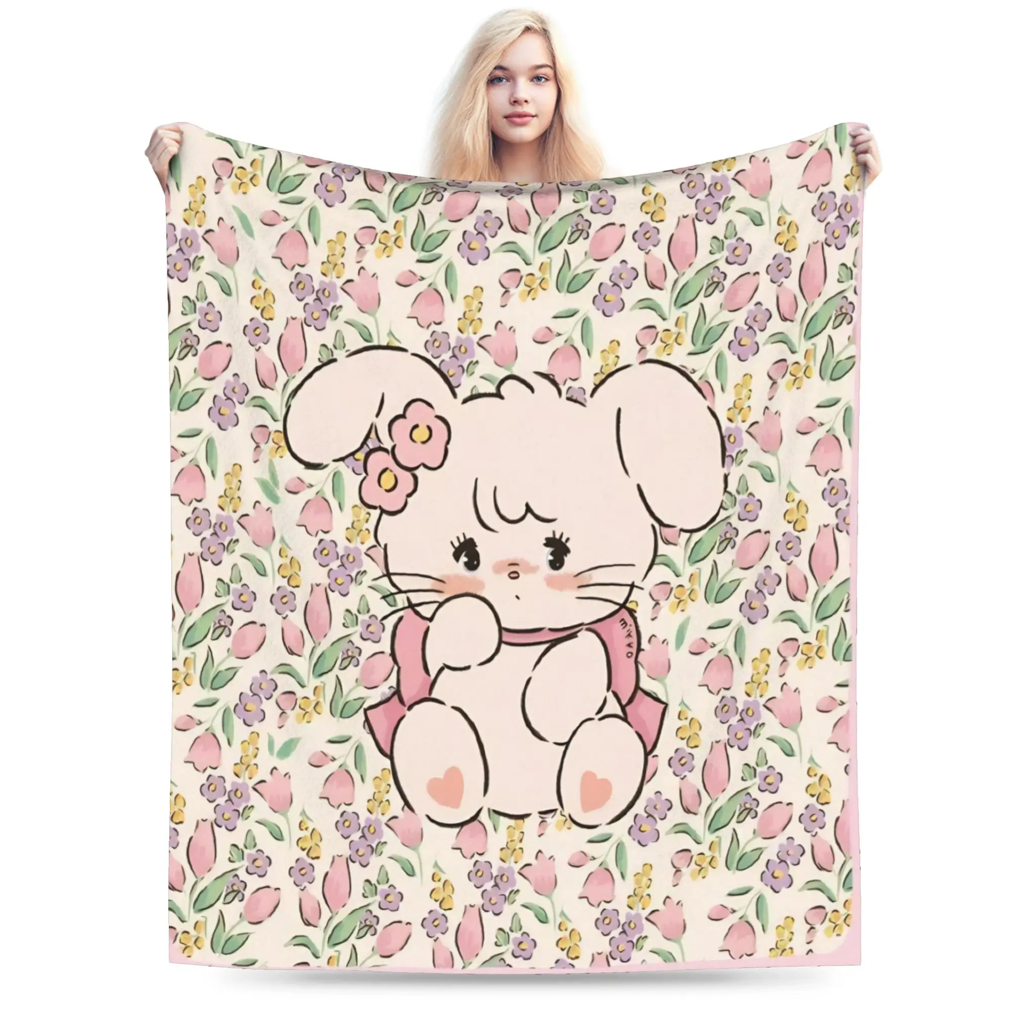 pink cartoon Mikko Mousse  Throw Blanket for Couch  Fuzzy Soft Plush Blanket 50x60 Inch Multiple Sizes Bedspread