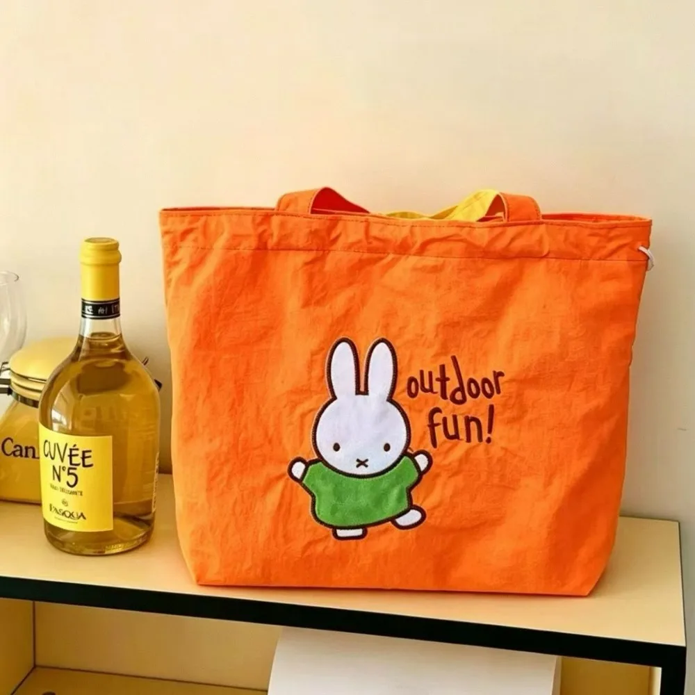 Miffy Cartoon Handheld Shoulder Bag Drawstring Eco Bag Ultra Light Foldable Shopping Pouch Portable Household Outdoor Storage view 4