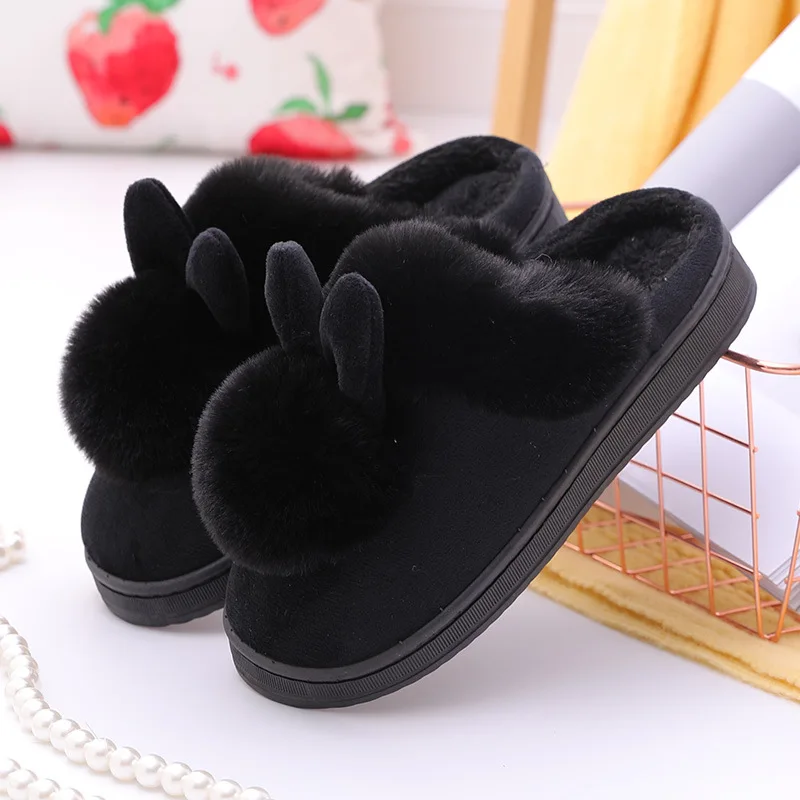 Cartoon Cute Rabbit Ladies Indoor Bedroom Slipper Couples Floor Slides Women Winter Home Slippers Non-Slip Soft Warm House Shoes