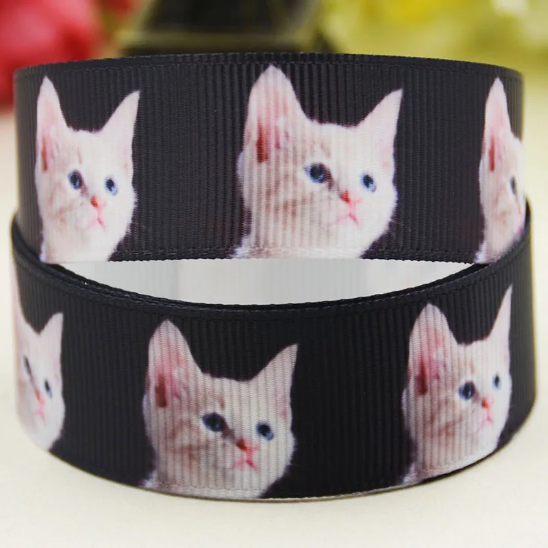 22mm 25mm 38mm 75mm cat cartoon printed Grosgrain Ribbon party decoration 10 Yards satin ribbons