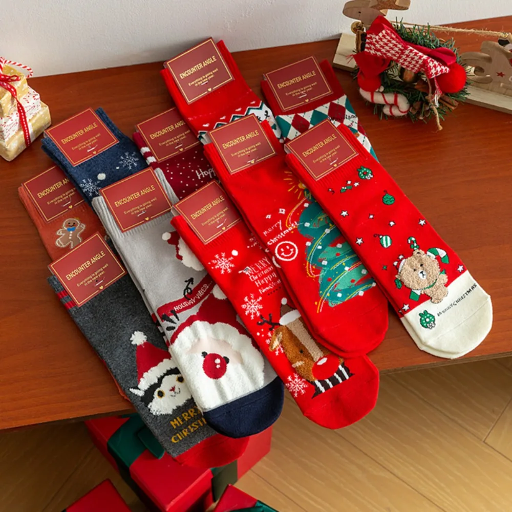 1‑10 Pairs Christmas Themed Socks, Xmas Holiday Socks for Christmas Eve New Year Carnival Party Festival Gift Souvenir Present