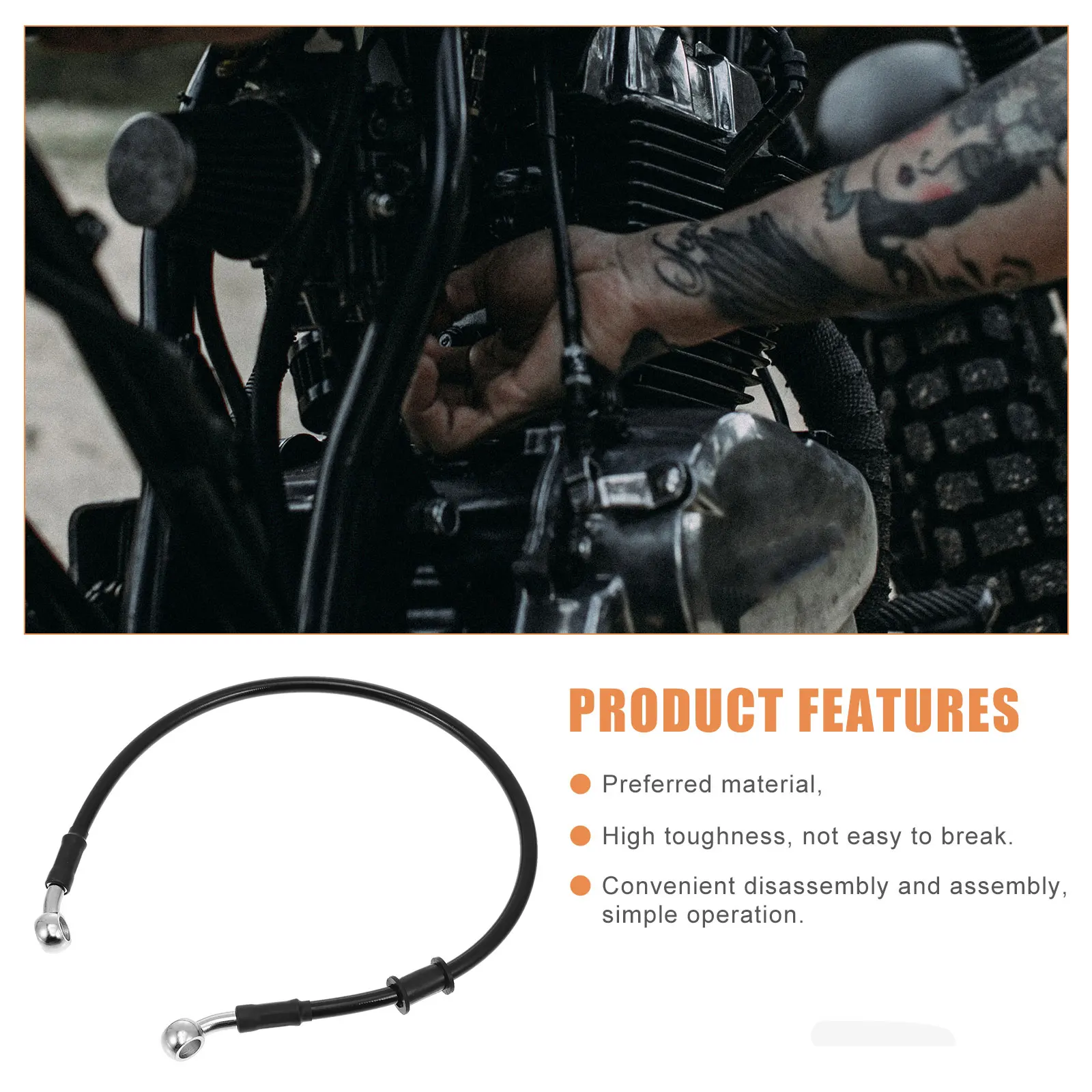 

1pc Durable Motorcycle Brake Hose High Quality Hydraulic Brake Line Strong Tensile Resistant Long Lasting Reliable Easy Install
