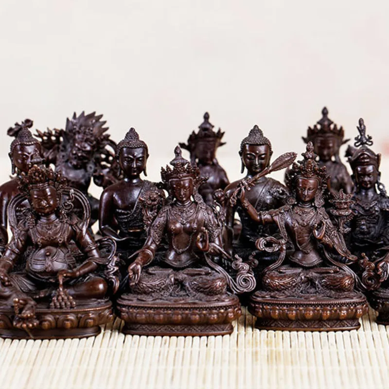 Green Buddha Statue 2 Inch Ornament Antique Copper Tantric Buddhist Figure Sacred Temple Decoration Home Worship Meditation Gift