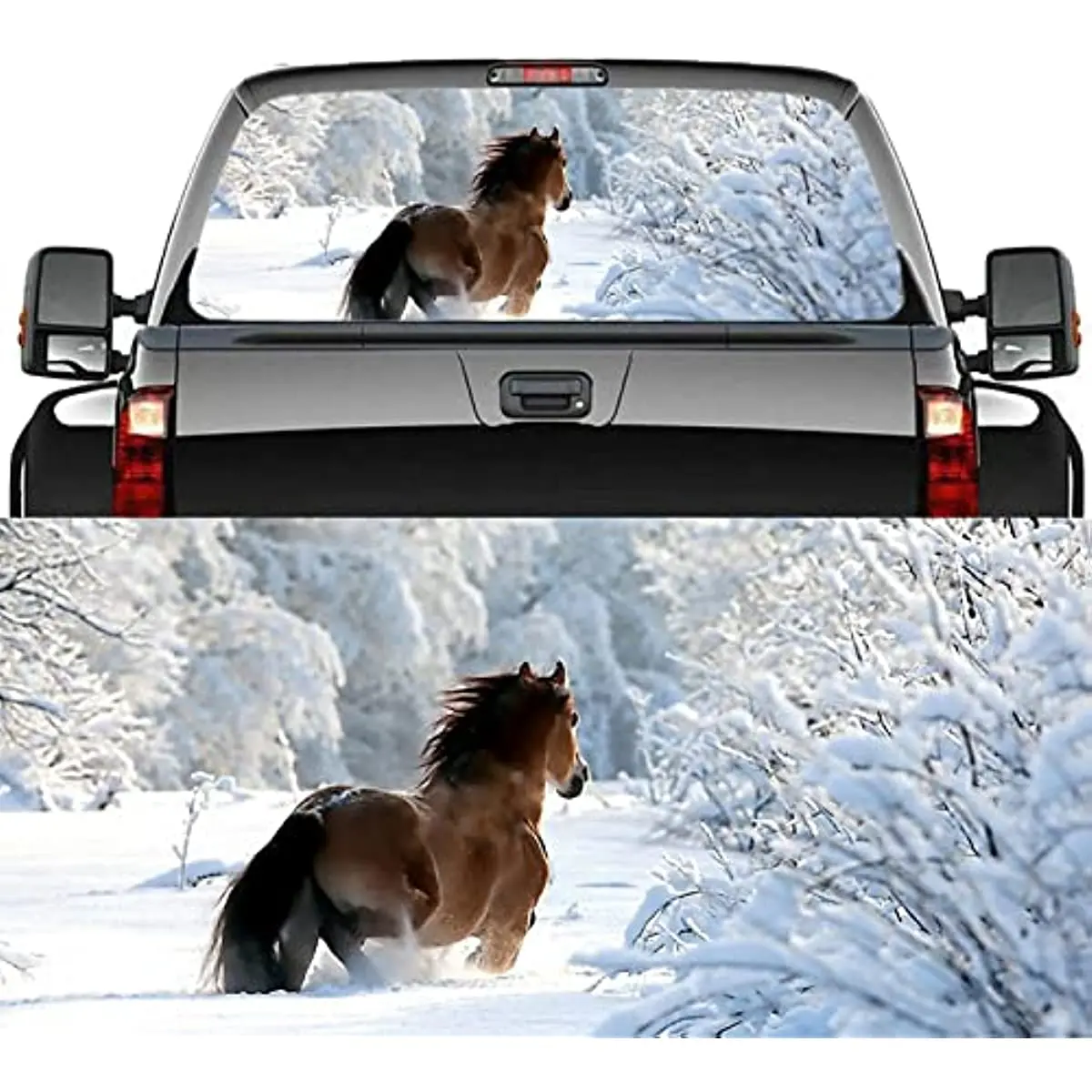 

Truck Decal - Horse Truck Rear Window Stickers for Car Truck SUV Van, Vinyl Wrap Graphic Perforated Film See-Through Net Panels,