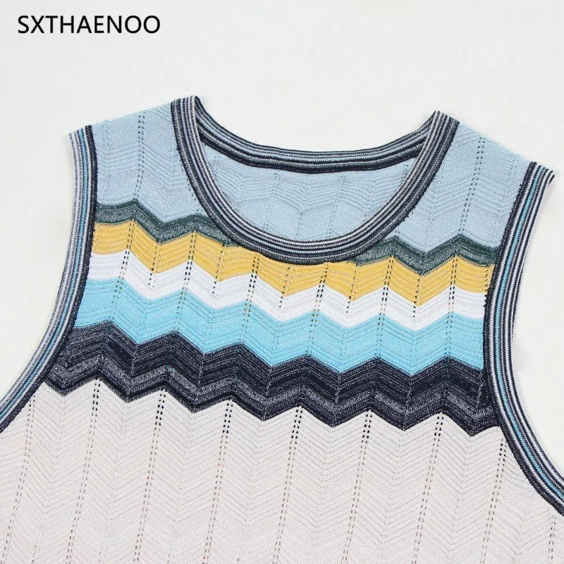 SXTHAENOO Design di lusso lavorato a maglia Dubai arabo lungo maxi abito da donna elegante senza maniche abiti vintage indossano abito Boho alla moda 2025