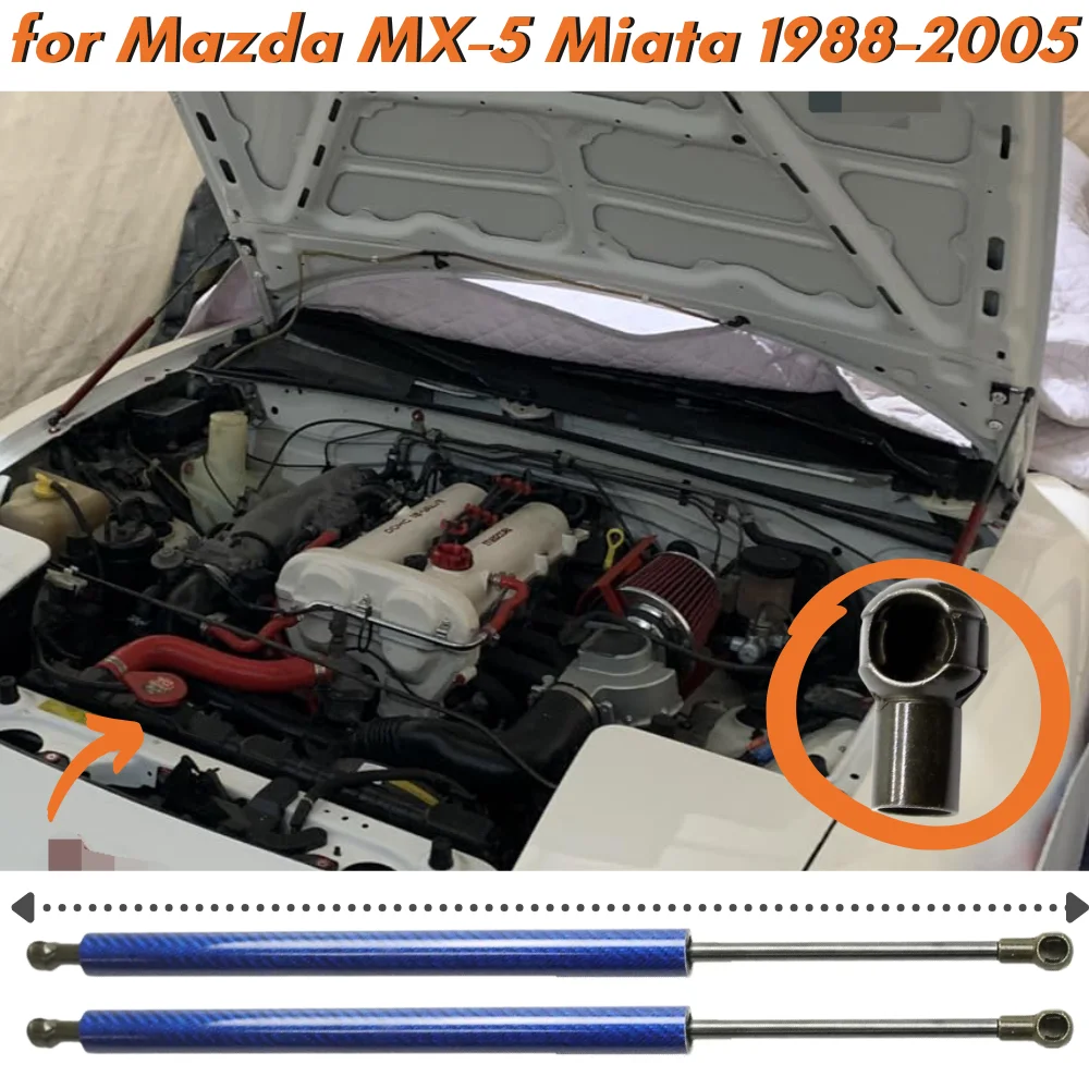 Qty(2) Mizda mx5 MX-5 na/nb for miata 1988-2005のフロントボーネットフード付きガスポリエチレンスプリング,ショックアブソーバーのサポート