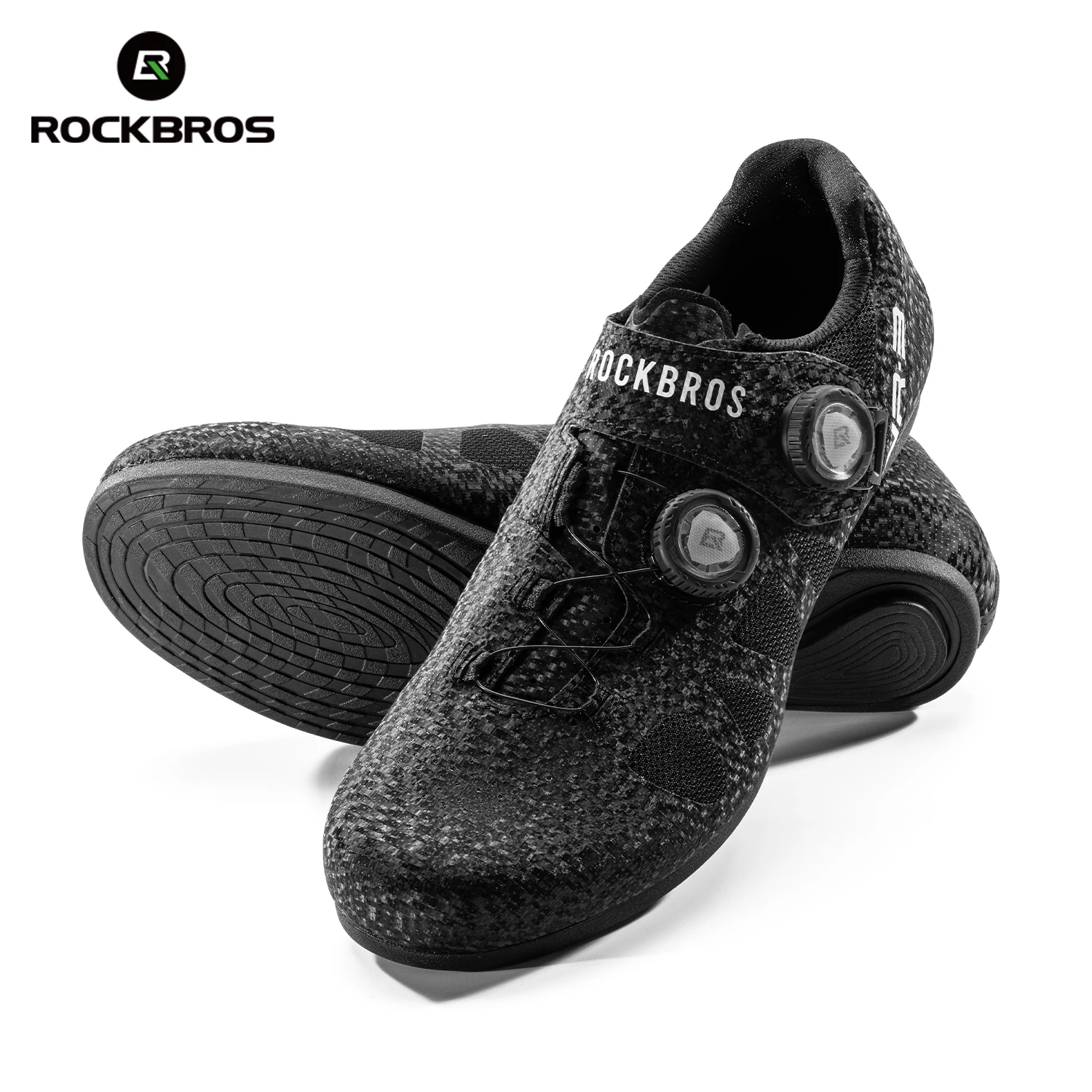 ROCKBROS 非ロック式サイクリングシューズ ラバー製滑り止めソール 通気性メッシュバイクシューズ 調整可能なノブ 軽量自転車用フットウェア