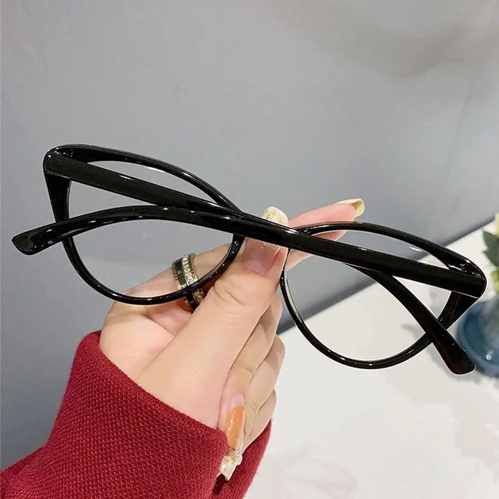 2023 Trending Women Anti Blue Rays Glasses Retro Cat Eye Leopard Print Transparent Frame Vision Care Computer Goggles Eyeglasses