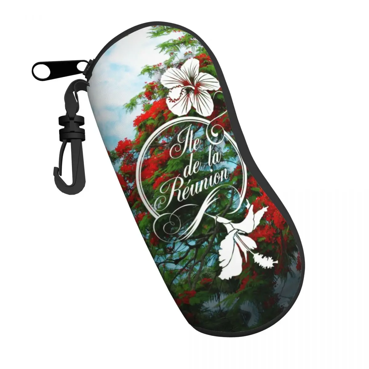 974 Reunion Island Flamboyant Hibiscus Shell Eyeglasses Case Women Men Fashion Flowers Pattern Glasses Case Sunglasses Box Pouch