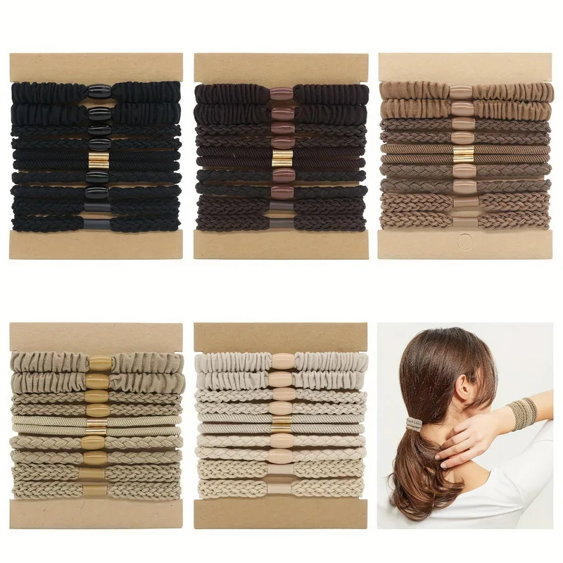 10pcs/set Women Elastic Hair Rubber Bands Girls Silk Hair Scrunchie Black Hair Tie satin Hair Rope Hairbands hair accessories