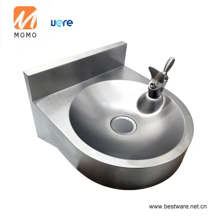 Public Water Cooler Basin Sink Faucet Sink Drinking Fountain Stainless Steel Outdoor 50 Ce Satin Cold Wall Mount