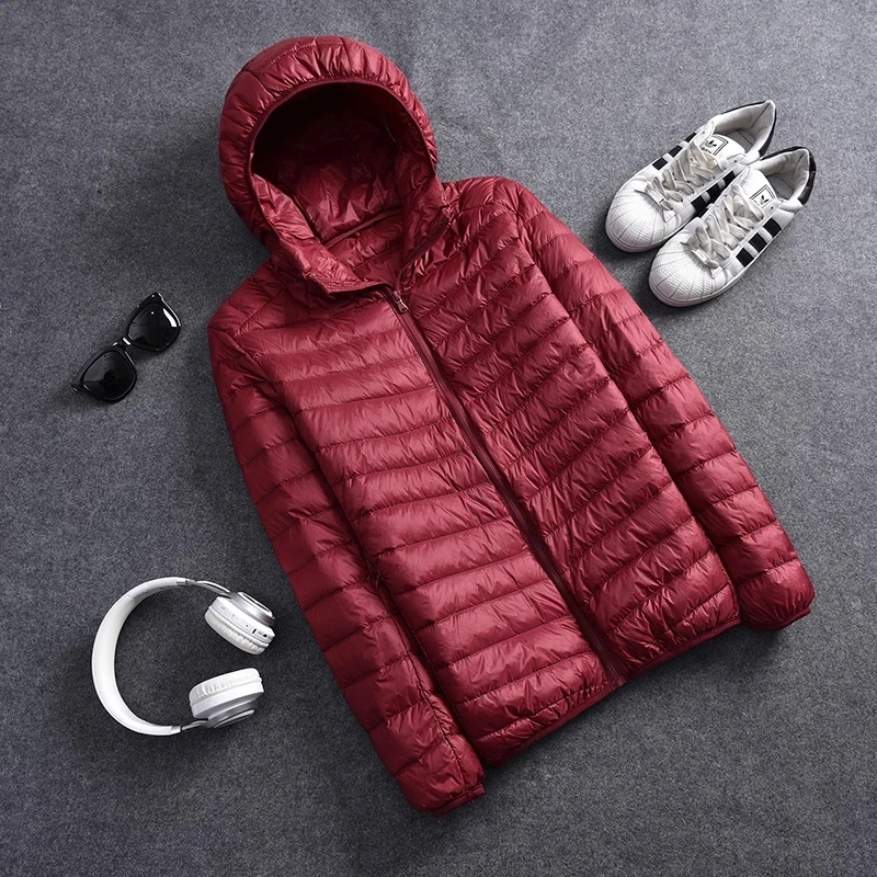 2023 Autumn Winter Slim Short Hooded Warm White Duck Down Coat Men\'s Outerwear Ropa De Hombre Men Ultra-light Thin Down Jacket