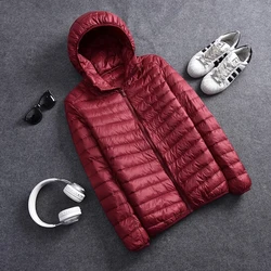 2023 Autumn Winter Slim Short Hooded Warm White Duck Down Coat Men's Outerwear Ropa De Hombre Men Ultra-light Thin Down Jacket