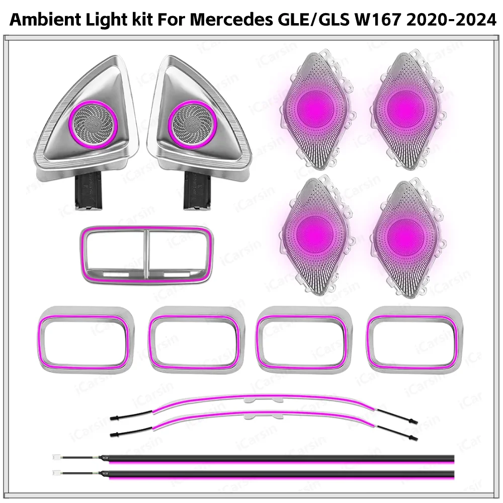 

64 Colors APP Control Ambient Light for Mercedes GLE/GLS W167 2020-2024 Interior Atmosphere Lamp Upgrade Kit
