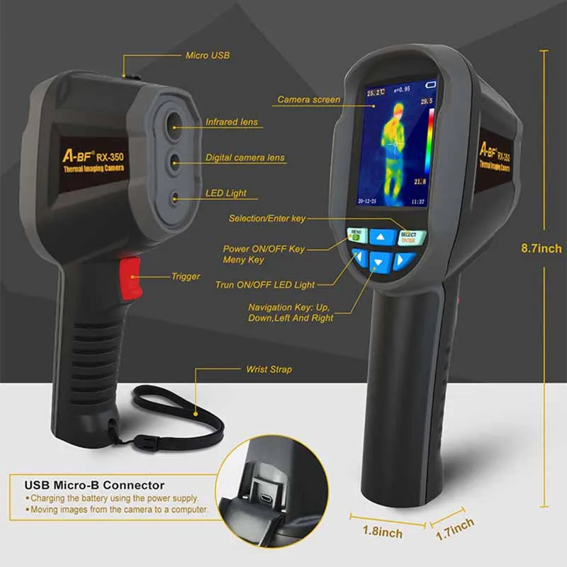 A-BF RX-350/RX-500 Industrial Infrared Thermal Imaging Camera -20°C~450°C Temperature Detect Floor Heating Repair Thermal Imager