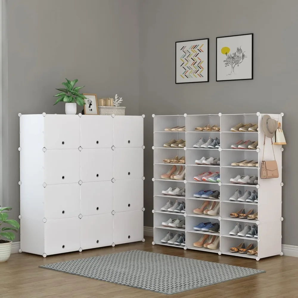 Shoe rack, 8 tiers shoe cabinet 48 pairs of plastic shoe rack organizer for closet hallway bedroom entrance