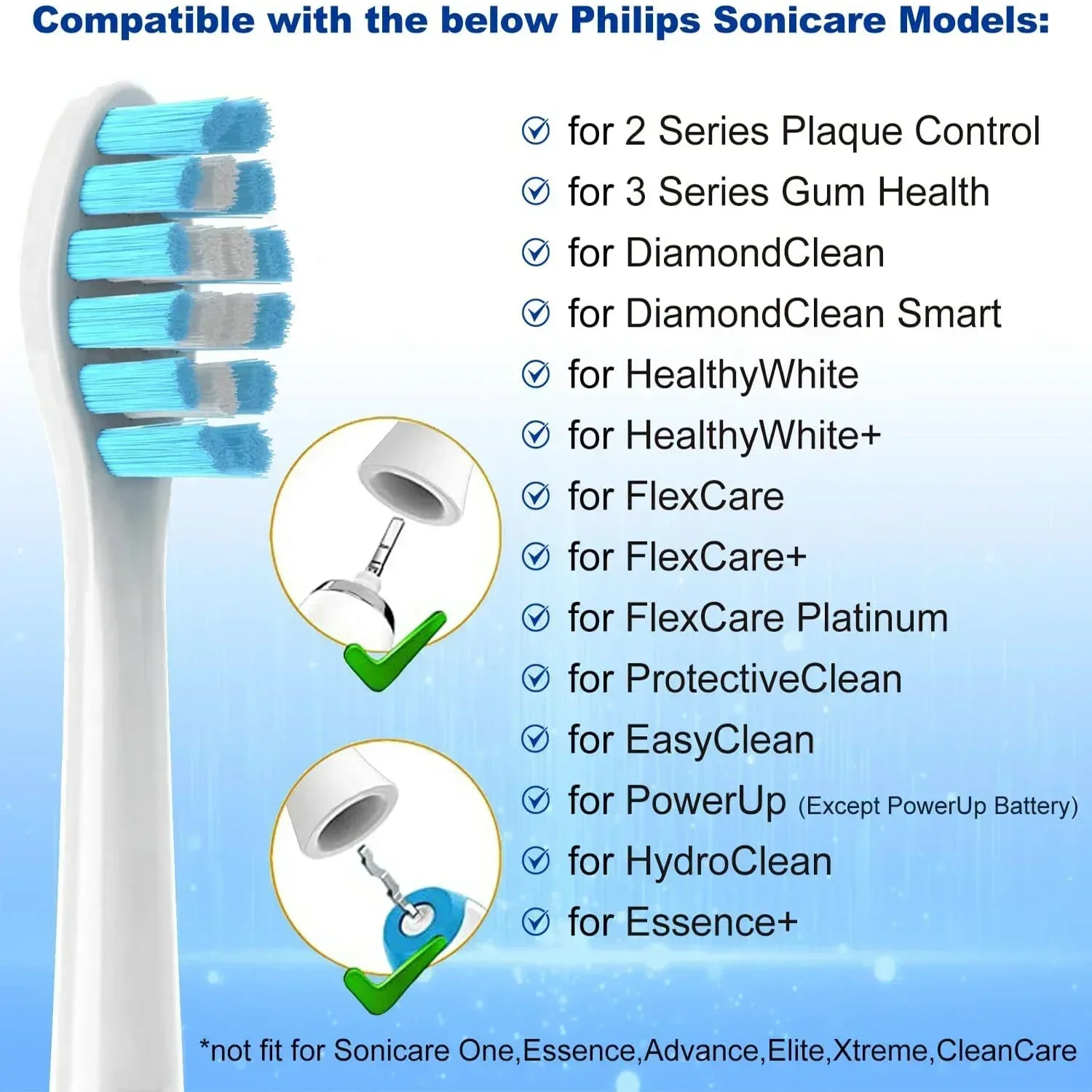 필립스 소닉케어 교체용 칫솔 헤드, 소닉케어 교체용 브러시 헤드, 화이트, 8 팩