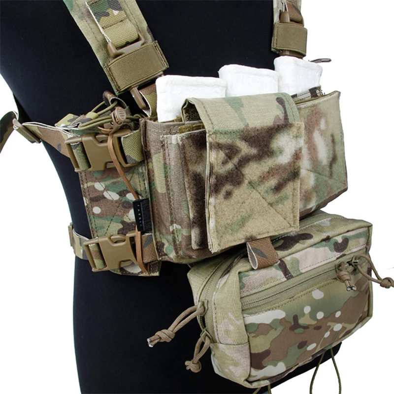 TMC-Tactical Chest Rig for Airsoft Military, Micro Molle Combat Vest, 5.56 Mag Pouch, CS Match, Wargame Camo, 3115