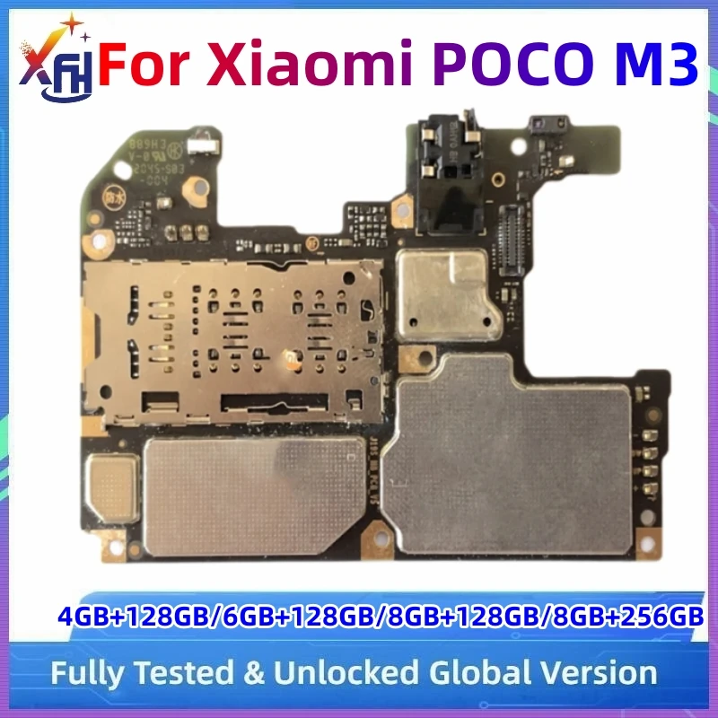 Motherboard for Xiaomi Poco M3, Unlocked Logic Circuits Board, Global MIUI System, Fully Tested