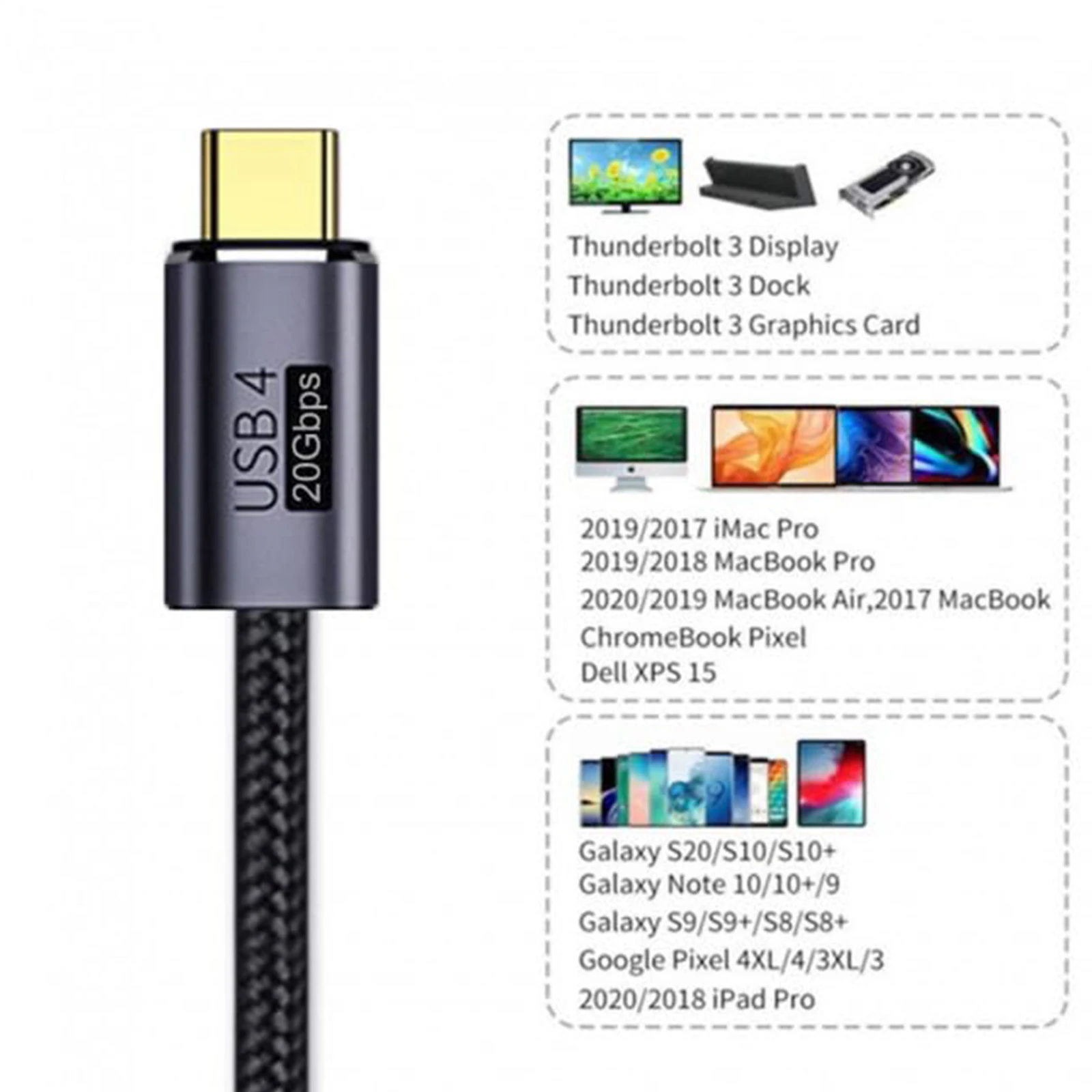 100W Fast Charging USB4.0 Thunderbolt 3 4 USB C to Type C Cable 40Gbps 8K@60Hz 4K@120 PD Type-C Cable for Macbook Pro Data Cord