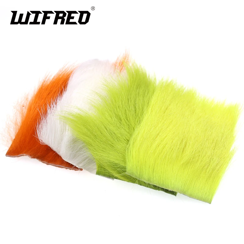 

Wifreo 1PC 6X6CM Fly Tying Fur Patch for Parachute Fly Mini Bucktail Jig StreamersTying Fur Patch Chartreuse Orange White Yellow