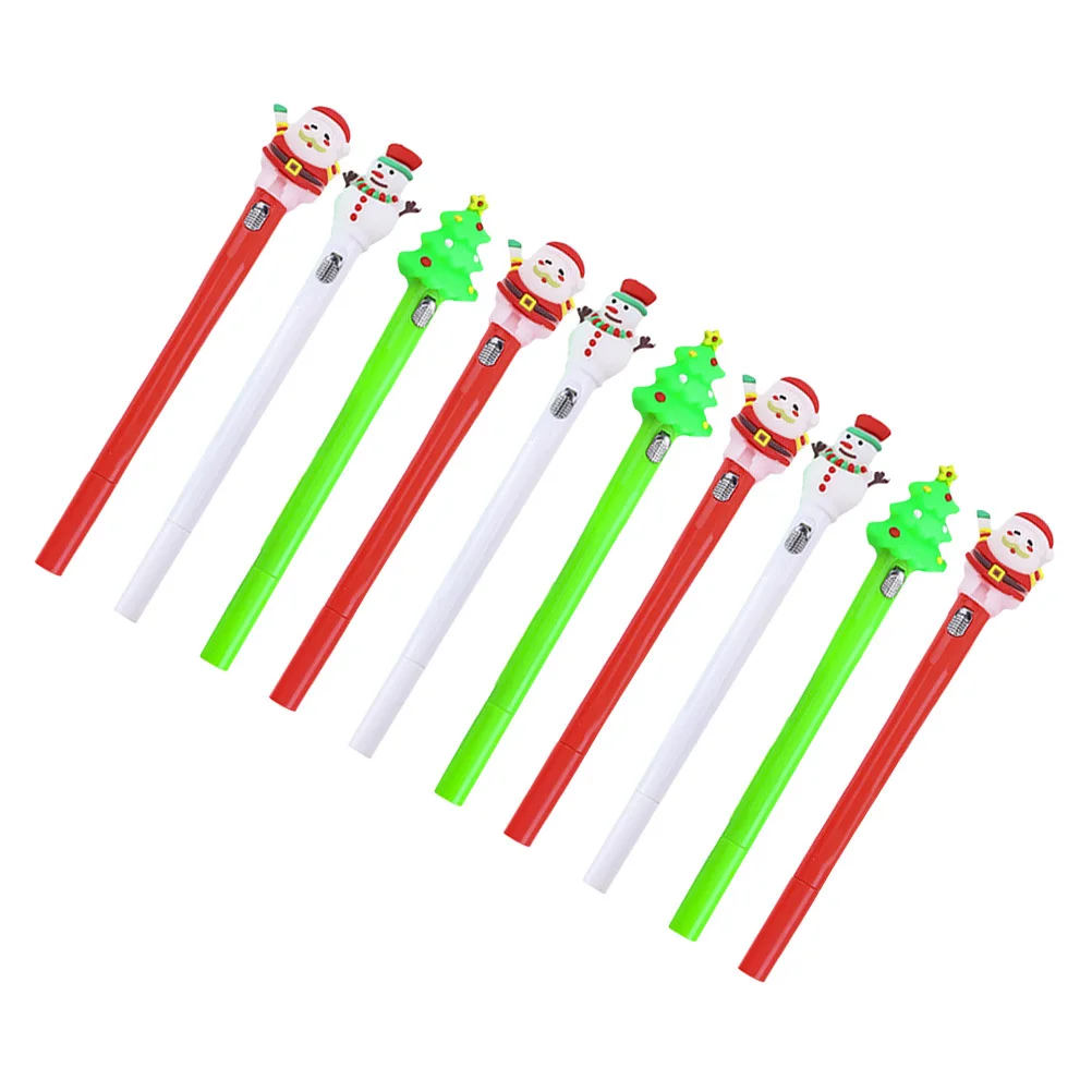 

10 шт., рождественские гелевые ручки, очаровательные рождественские письменные принадлежности для студентов, портативные канцелярские принадлежности, рождественские гелевые ручки разных цветов