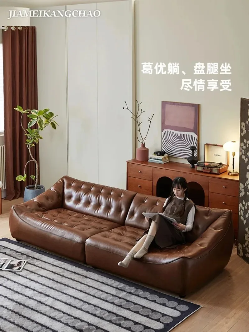 The original bean bag sofa, American retro style, oil wax leather, large sitting, deep, second-hand, first-hand leather, cowhide