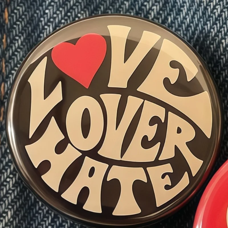 Angiepea Slogan Pinback Buttons, Love Over Hate The Only Thing More Than Hate Is Love IGAF Abolish Ice Badge Cosplay Accessory
