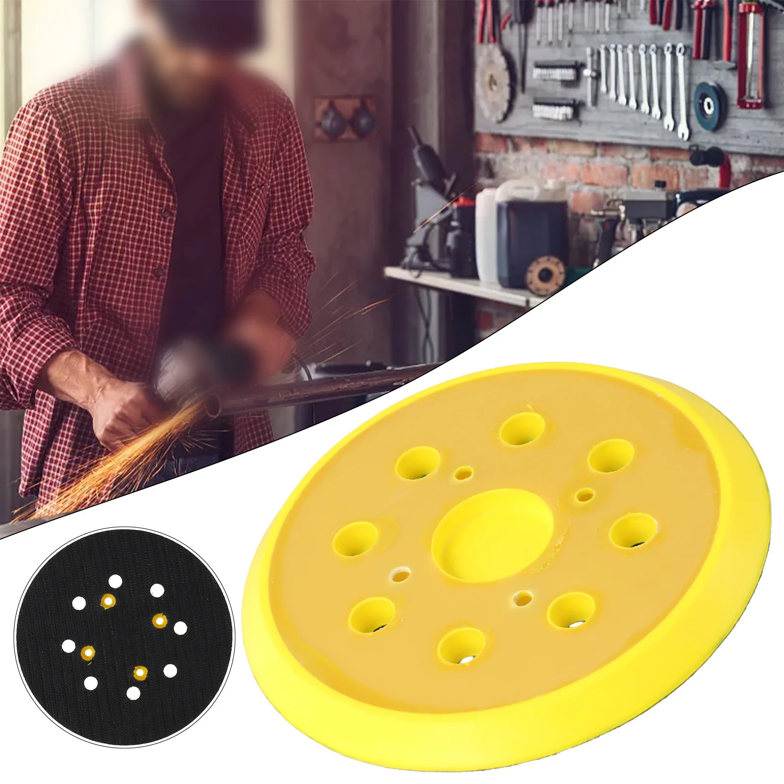 5 Inch 8 Holes Grinder Backing Pad And Sanding-Disc Sandpaper Tray For Discs Grinder 125mm Pneumatic Polishing-Machine
