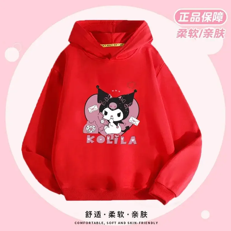 Sanrio Kuromi Hoodie Set Girls Long Sleeve Sweatshirts Children Spring Autumn Cartoon Kawaii Kids Casual Hooded Pullover Tops