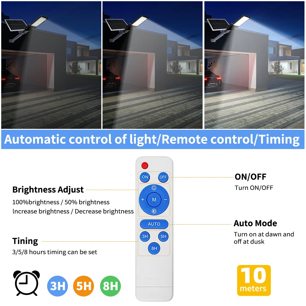 300W Solar Outdoor Light With Remote Control Waterproof IP65 LED Street Light Suitable For Courtyard Garage Street Light
