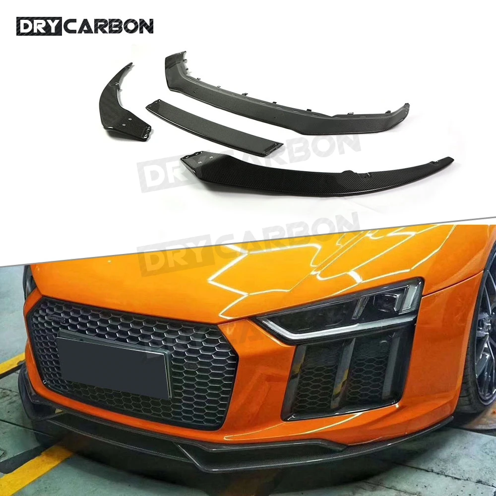 

Передний бампер из углеродного волокна, спойлер, разветвители, фартуки для Audi R8 2015-2018, защита лопаты для подбородка