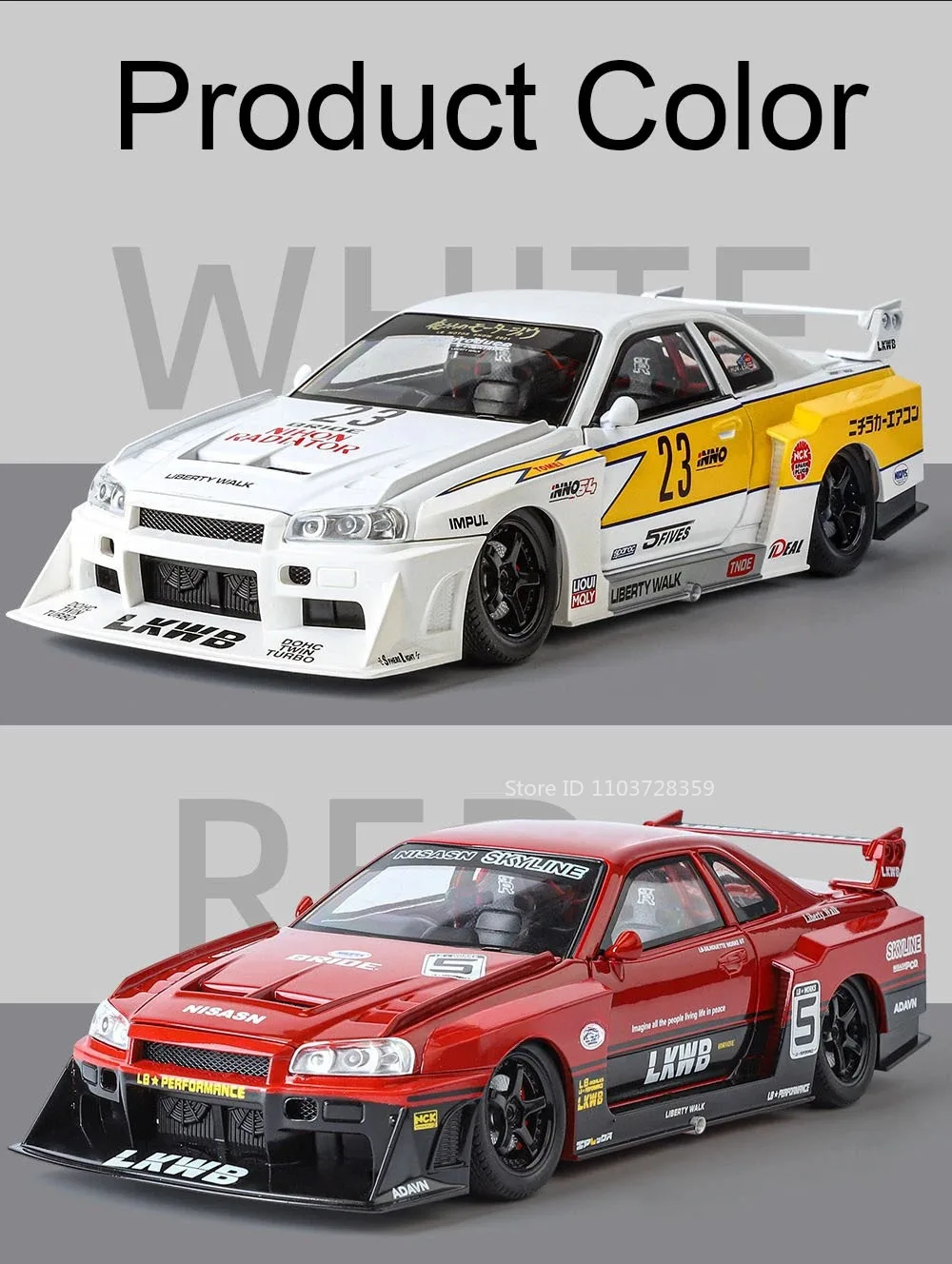 1:24 Tourbillon GTR S15 Modell Sportwagen Spielzeug Legierung Druckguss Sound Licht Türen geöffnet Stoßdämpfung Ornament Supercar für Kinder – Detail 15